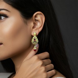 Elegant Earrings with Red...